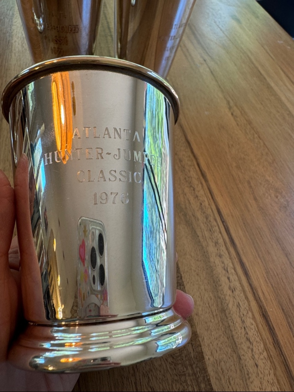 Vintage Mint Julep Cups Set 8 Atlanta Hunter Jumper Classic Sheridan Silverplate - Picture 10 of 17
